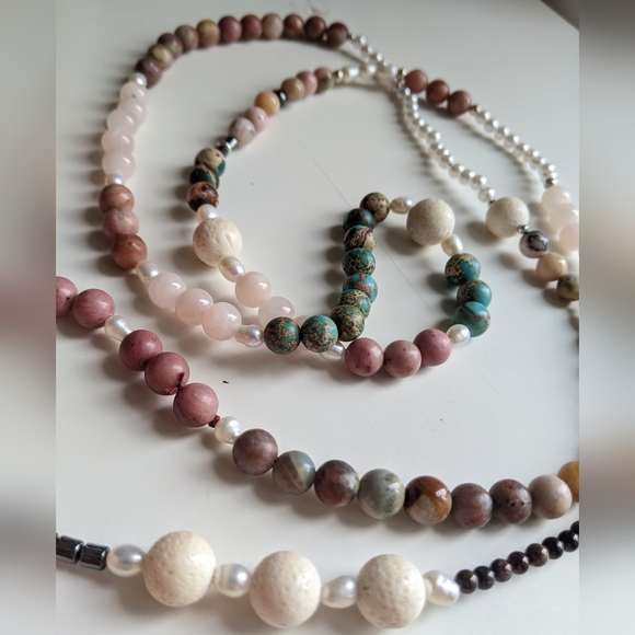 Confetti Gemstone Beaded Extra Long Handstrung Necklace - Picture 4 of 12